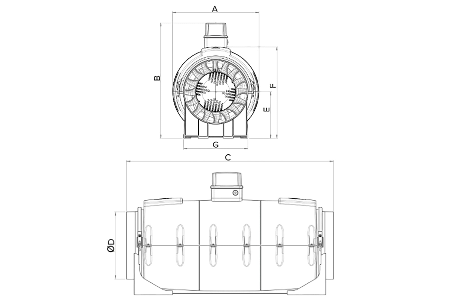 Vortice Lineo 315 Quiet ES Dimensions