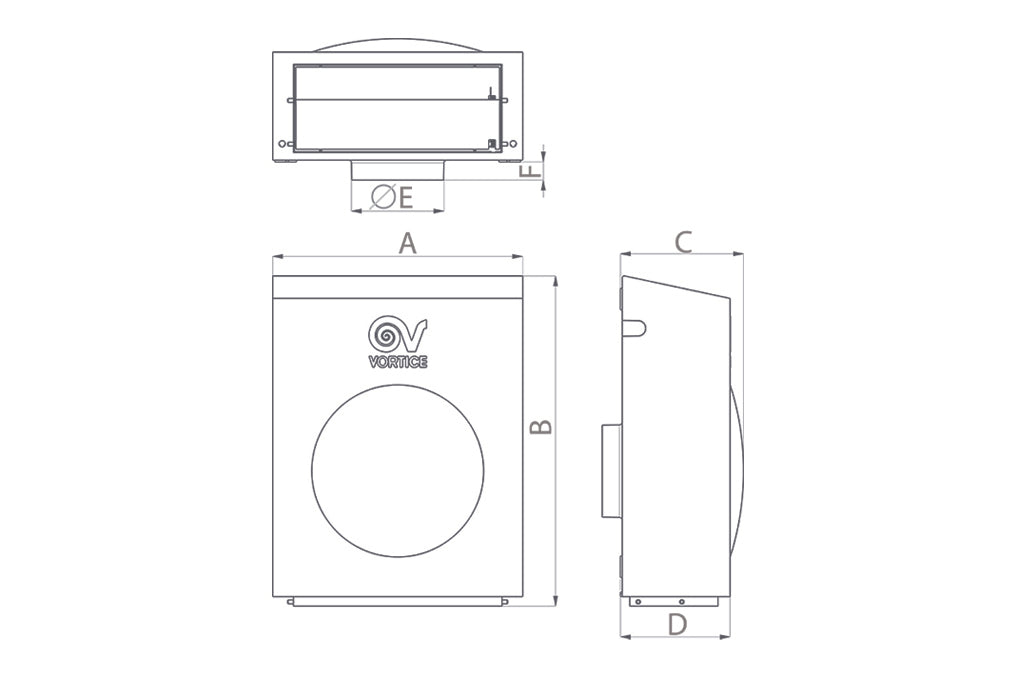 Vortice CA 150 Dimensions