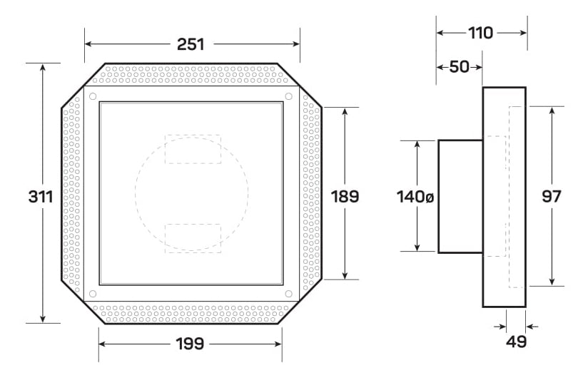 150mm Prestige Square Frameless Ceiling Grille
