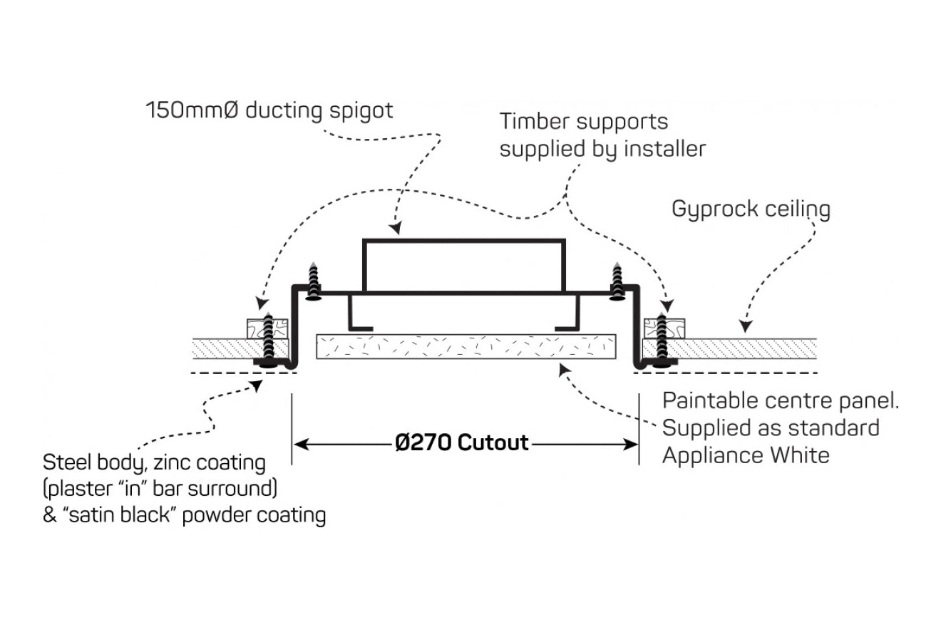 150mm Prestige Round Frameless Ceiling Grille