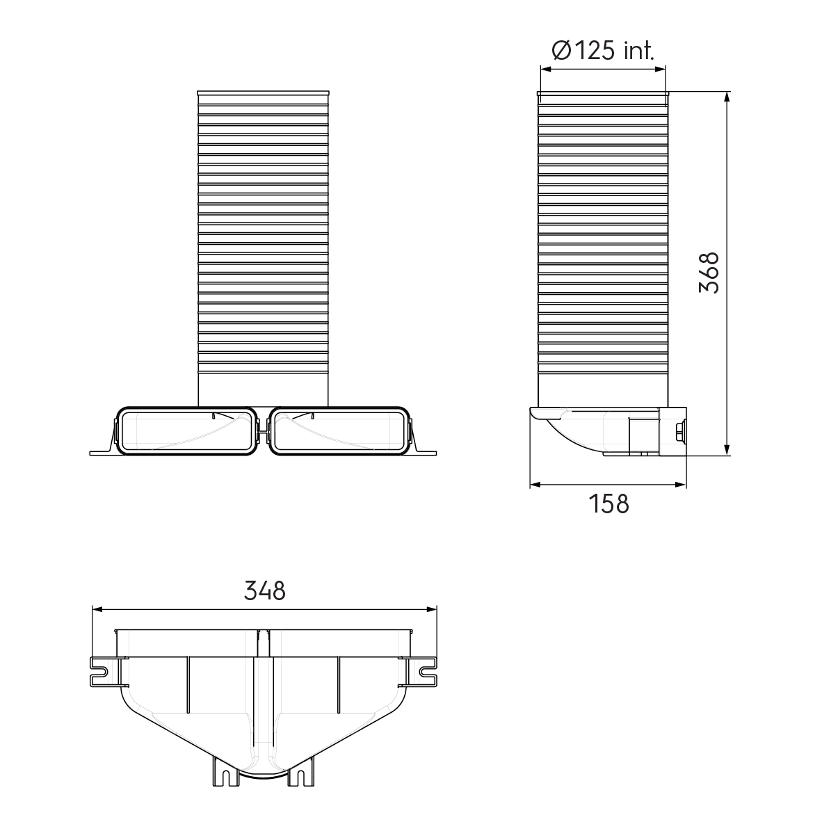 Air Excellent 2 x AE45SC Valve Adaptor 125mm 90°