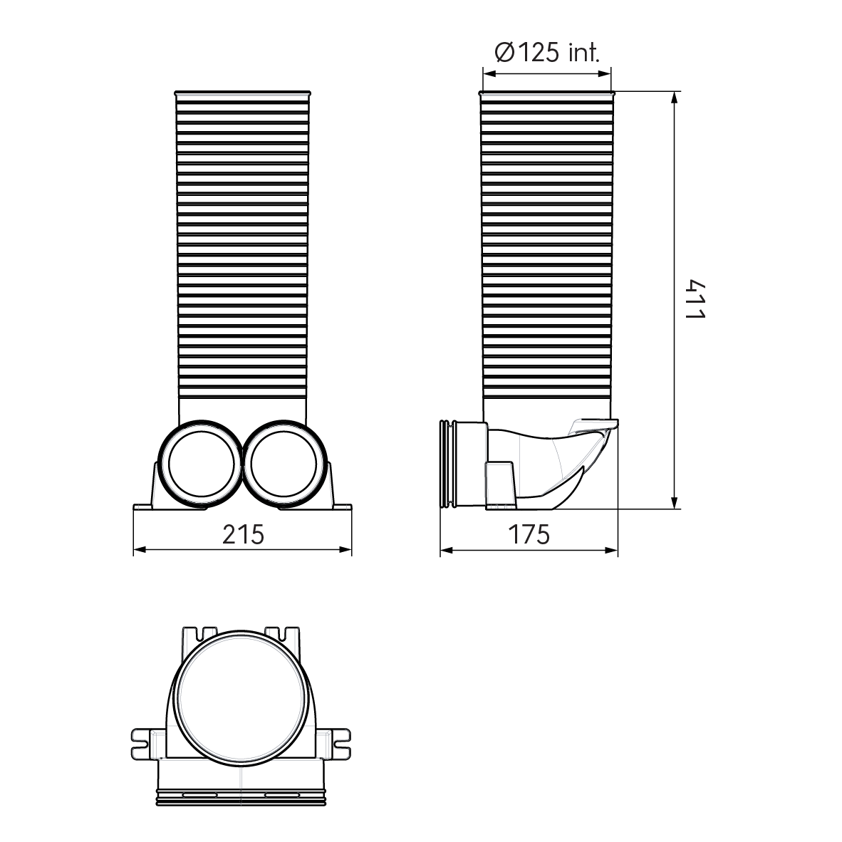 Air Excellent 2 x AE34C Valve Adaptor 125mm 90°