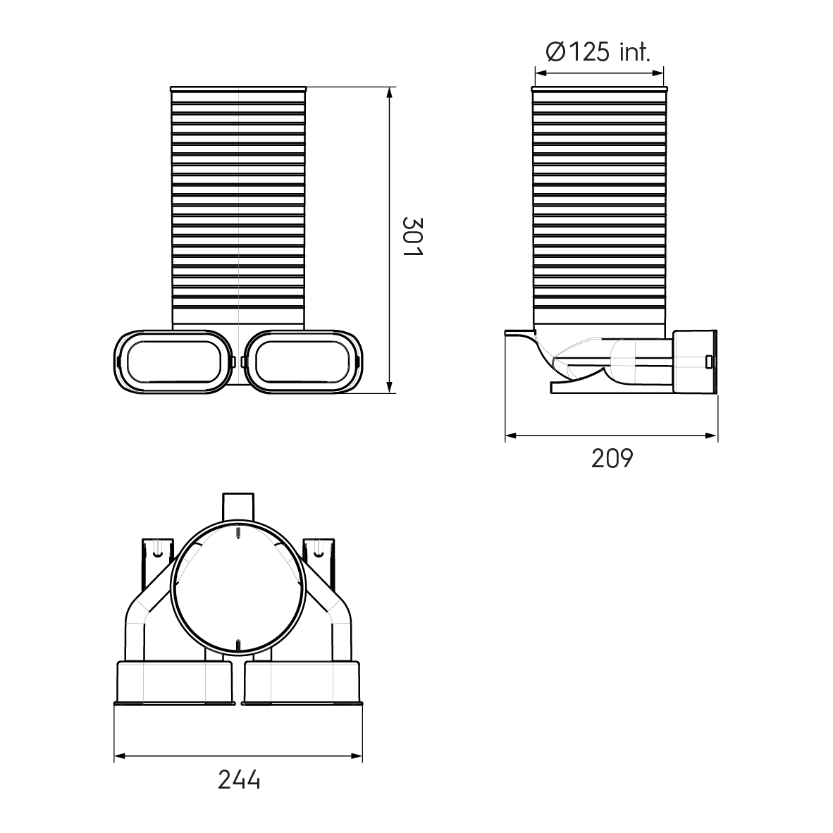Air Excellent 2 x AE35SC Valve Adaptor 125mm 90°