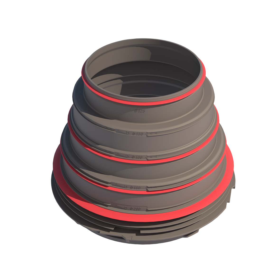 Air Excellent Distribution Box Stepped Adaptor 125-150-160-180-200