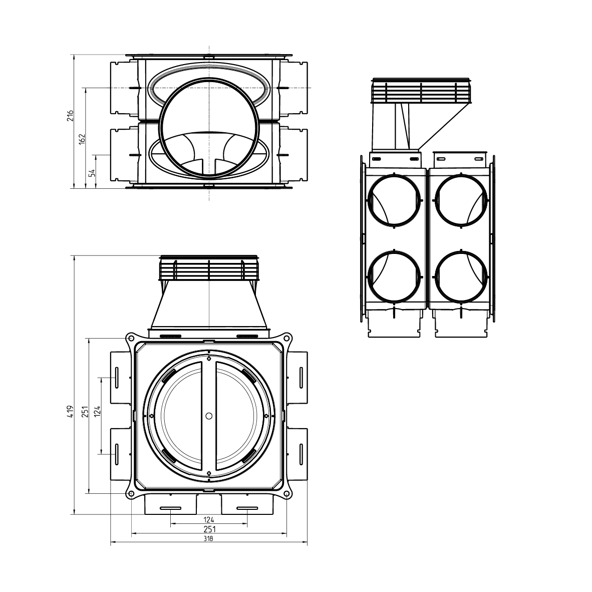 Technical drawing of a cylindrical object with dimensions